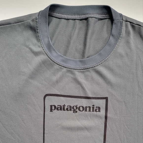Patagonia | black mountain logo short sleeve grey tee shirt | MENS M - Picture 3 of 10
